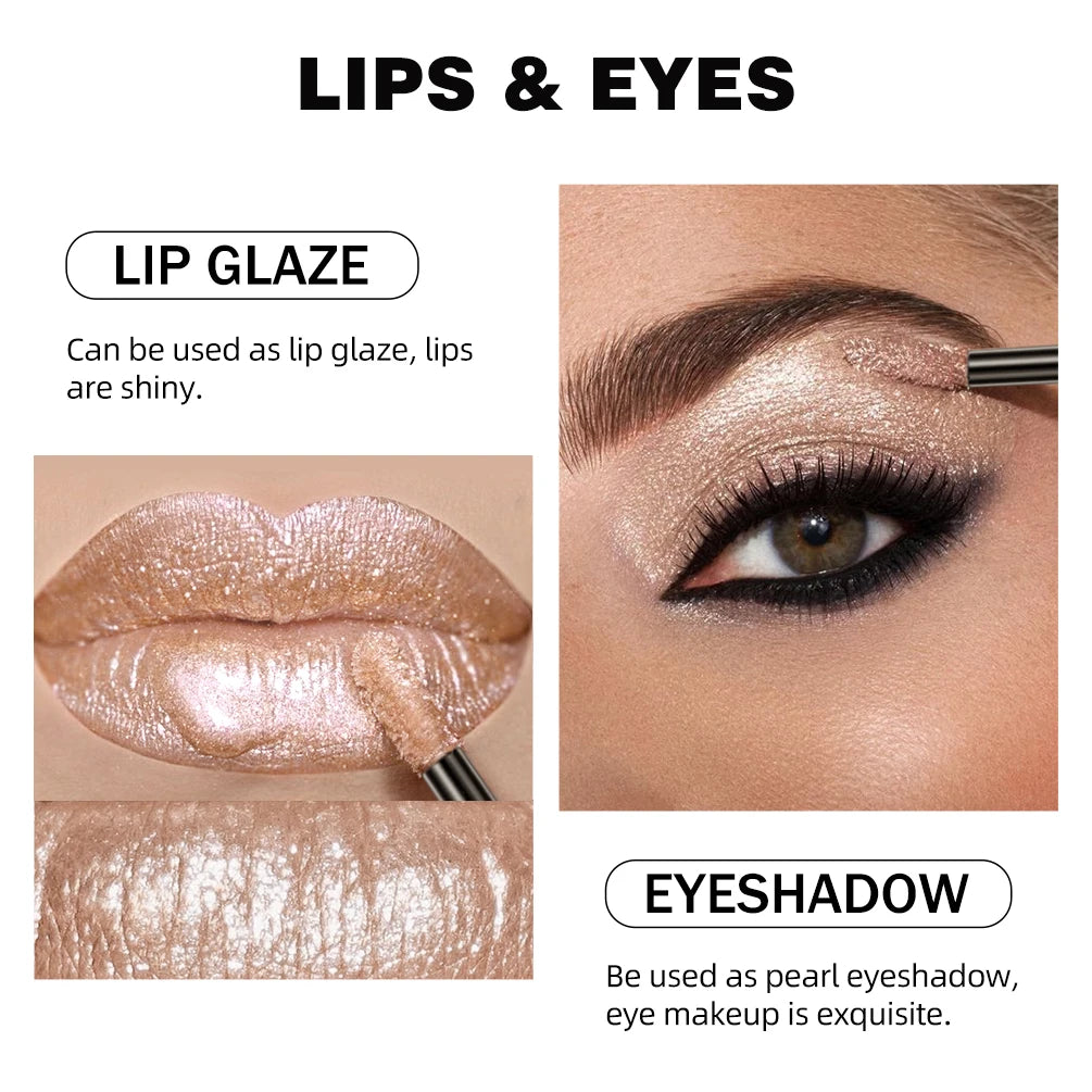 QIBEST Metallic Glitter Liquid Lipstick Makeup Waterproof Lip Gloss Long-lasting Shimmer Metal Diamond Lip Glaze Tint Charming Qme