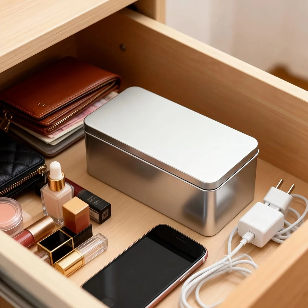 High-Quality Jewelry Necklace Storage Box - Silvery Frosted Texture，Cosmetics Storage Box Qme