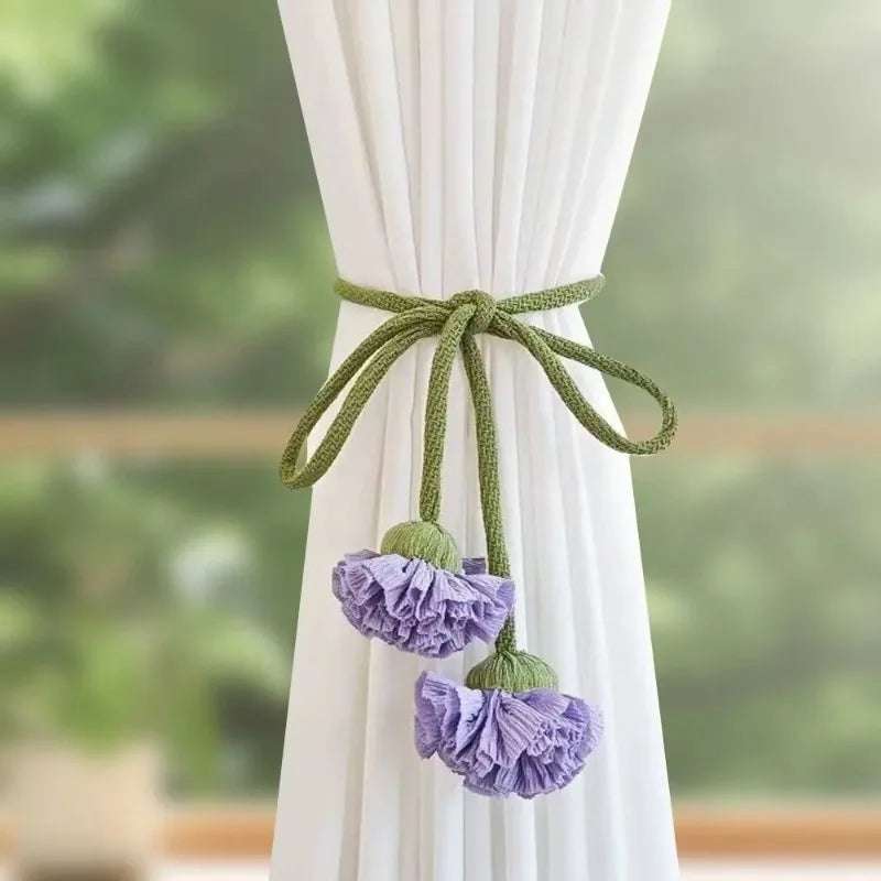 Fashion Flower Shape Curtain Tieback Elastic Band Window Buckles Qme