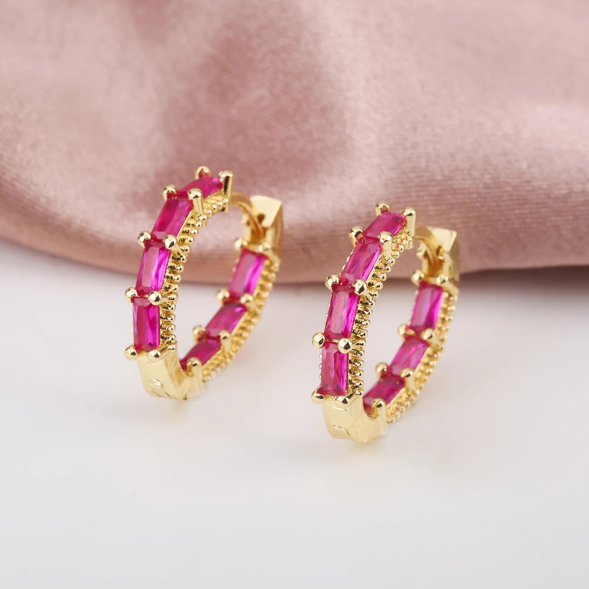Colorful Square Cubic Zirconia Hip Hop Drop Earrings Luxury for Women Girls Party Wedding Crystal Jewelry Gift dropshipping Qme Red