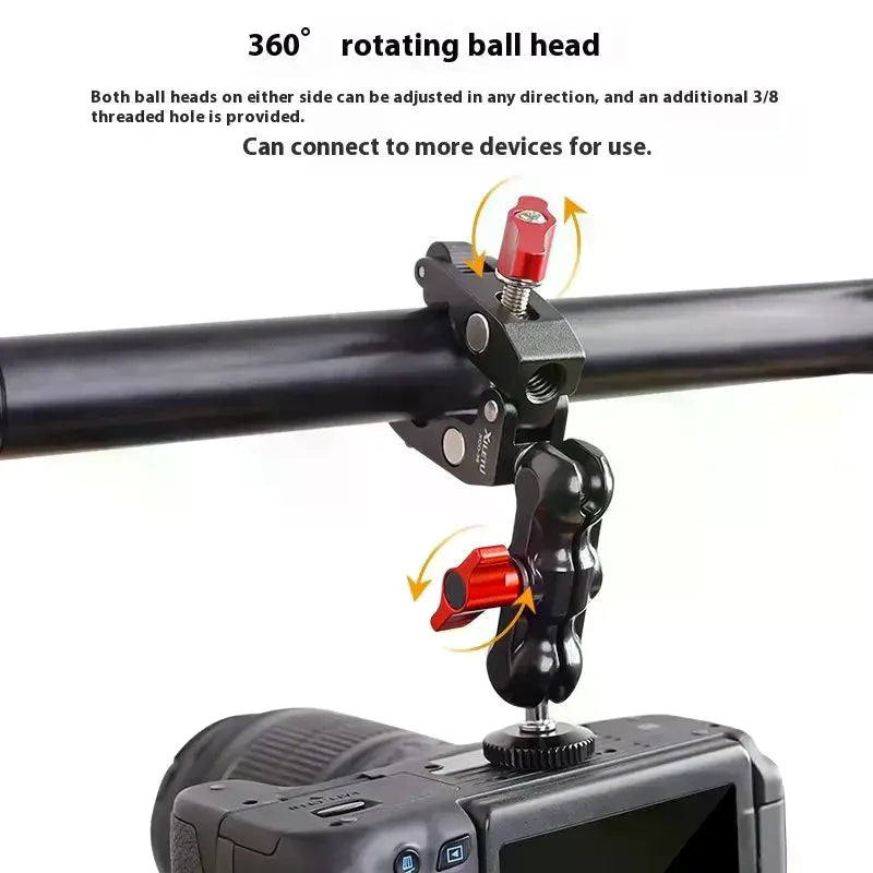 Photography Accessories Camera Metal Clamp Double Ball Head Magic Arm Qme