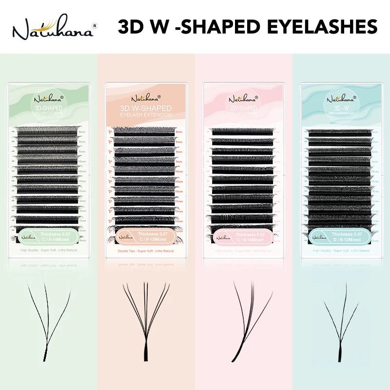 NATUHANA Professional 3D W-shape Eyelash Extensions Individual Lashes Qme