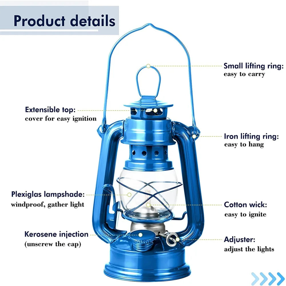 Retro Outdoor Camping Lamp Portable Lantern Bronze Colored Oil Qme