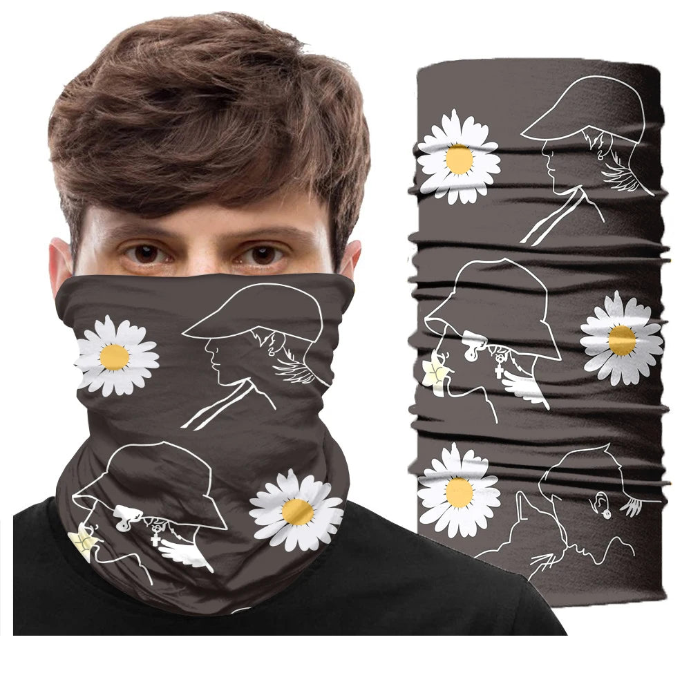 Fashion Daisy Series Headscarf Ladies Outdoor Sweat-wiping Dust-proof Qme