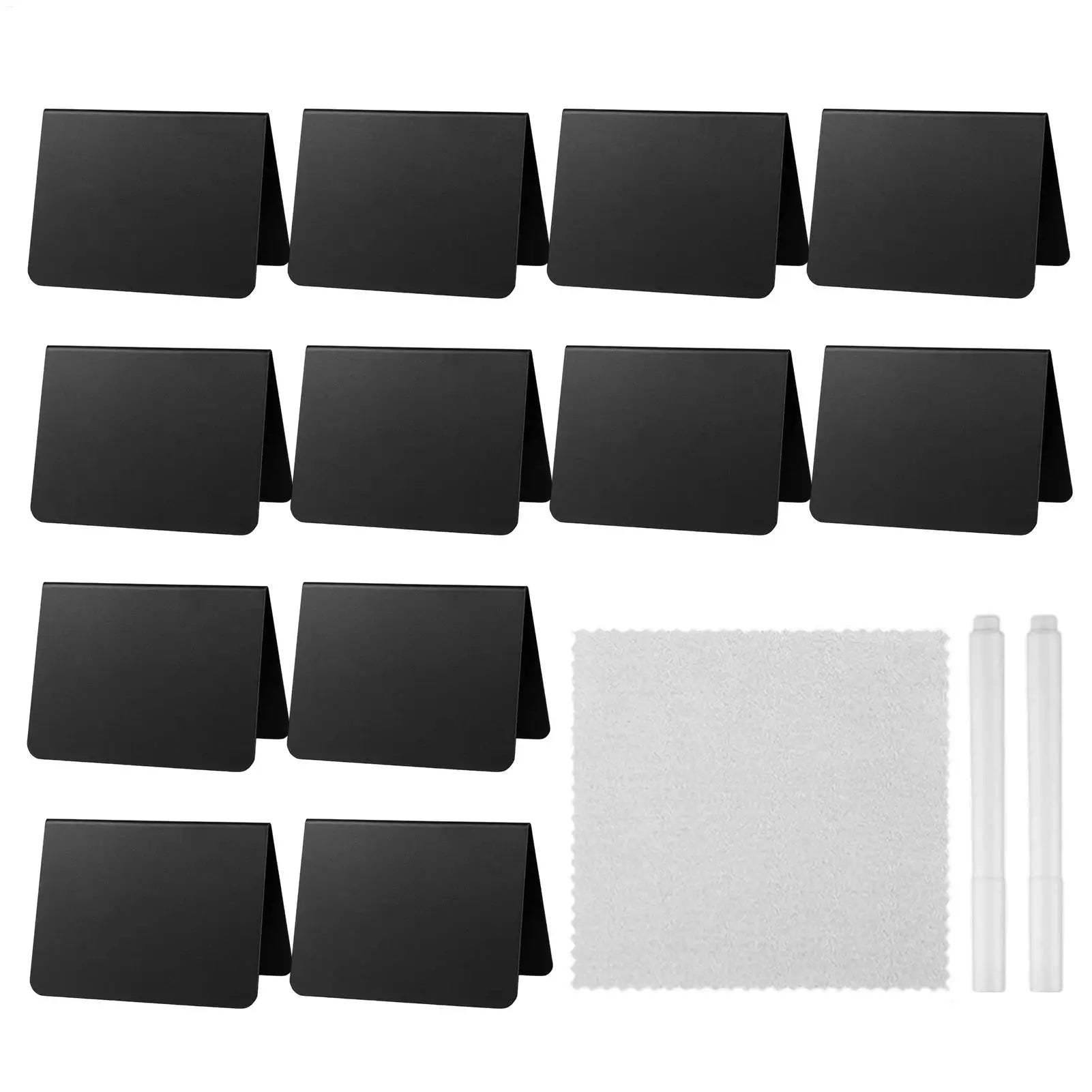 Buffet Food Labels 12 Pieces Food Display Blackboards with White Pen and Cloth Celebration Beverage Labels for Bakery Event Qme