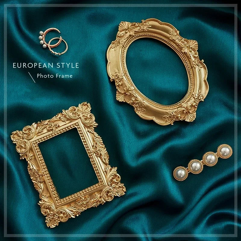 Golden Retro Photo Frame Nail Art Jewelry Decoration Home Decoration Photography Background Shooting Photo Props Qme