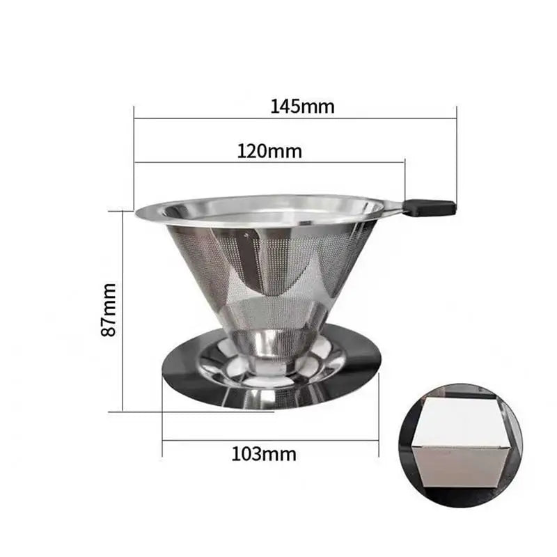 Stainless Steel Pour Over Coffee Filter Ultra Fine Mesh Food Grade Qme A4