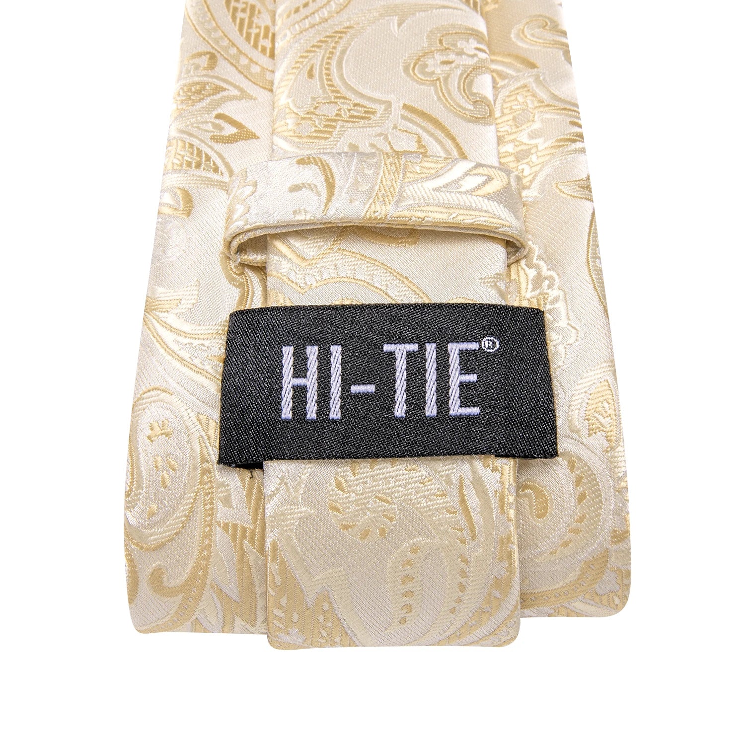 Hi-tie Floral Champagne Ivory Mens Elegant Necktie Handkerchief Qme