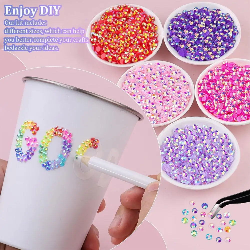 24 28 Girds Nail Charms Rhinestones Bedazzling 3D Nails Colorful Qme