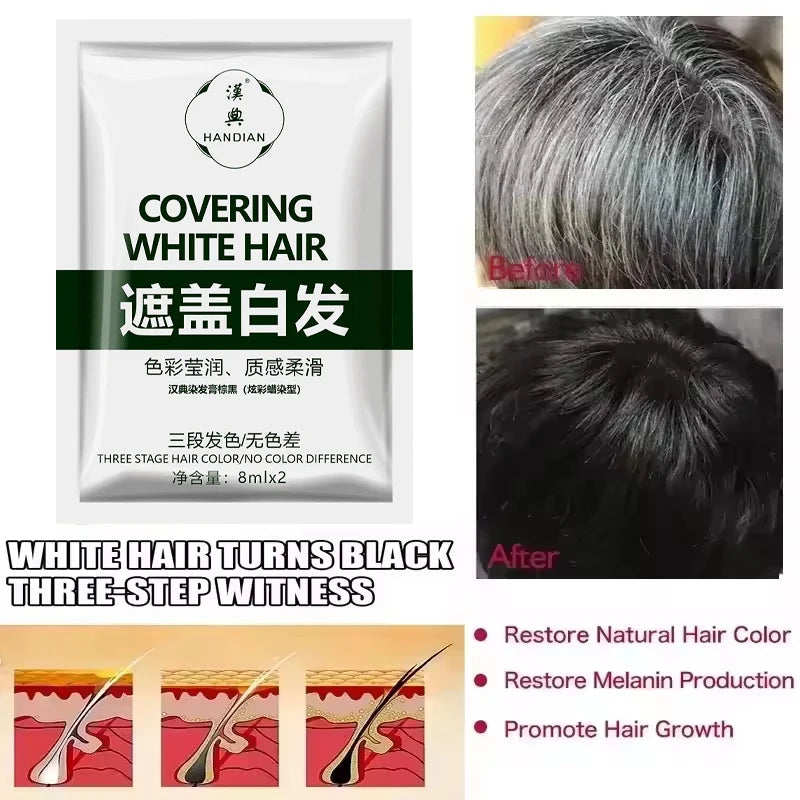 Herbal Anti-grey Treatment Hair Dye Shampoo White To Black Permanent Repair Natural Color Nourish Scalp Hair Care Products Qme