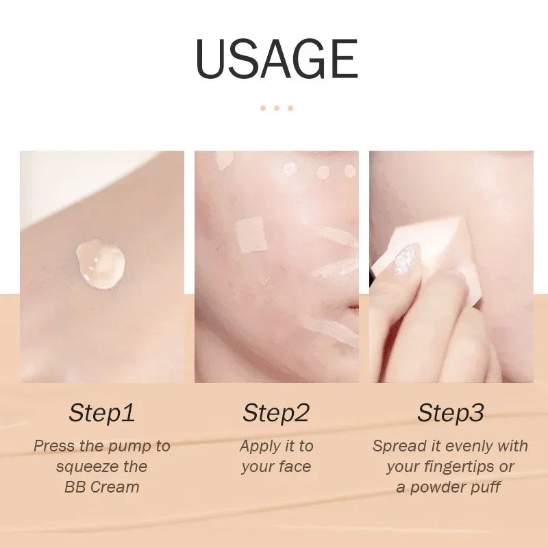 BB Cream Brighten Even Skin Tone Liquid Foundation Moisturizing Hydrating Concealer Cover Blemishes Concel Pores Makeup Base Qme