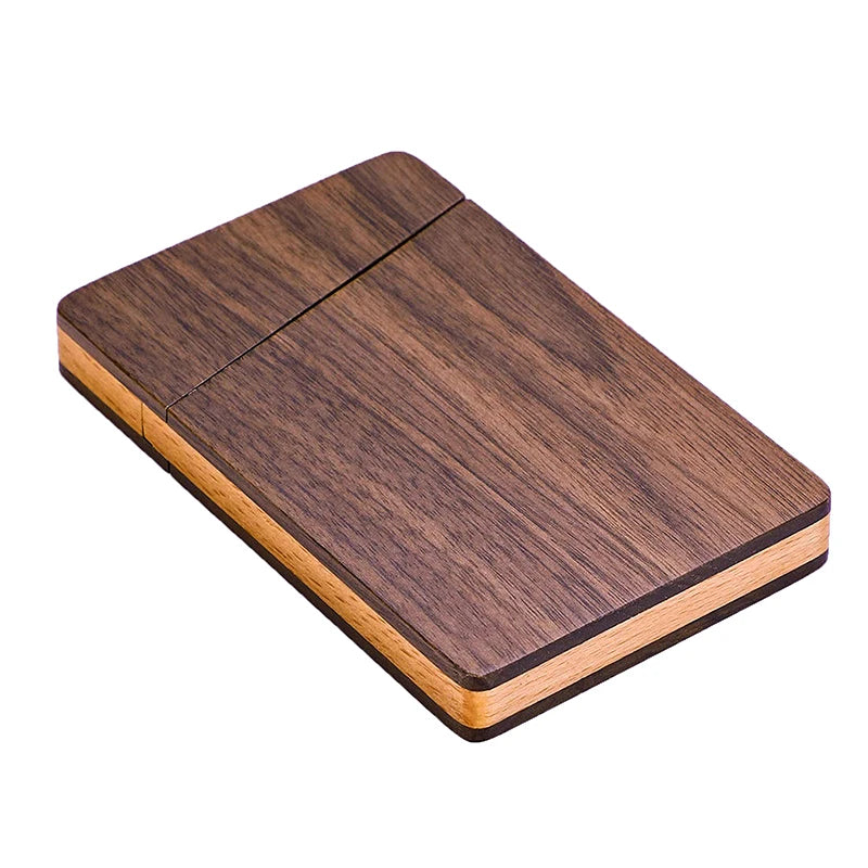 Slim Card Case Men Portable Walnut Wood Business Holder Wooden Qme