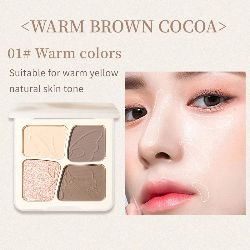 Contour Highlighter Palette, Long-Lasting And Durable, No Clumping, Easy To Mix, Natural And Soft Contours, Facial Shaping Qme 01