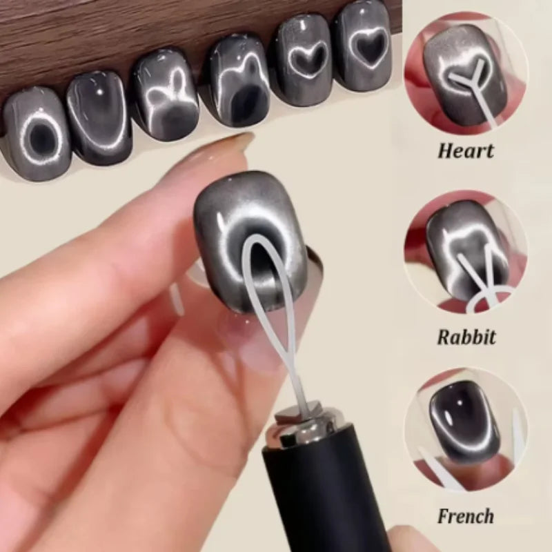 Olive shaped Guide Cat Eye Nail Art Tool DIY Manicure Kit Iron Hollow Cat Eye Magnet Tool Cat Eye Magnet for Nails Qme