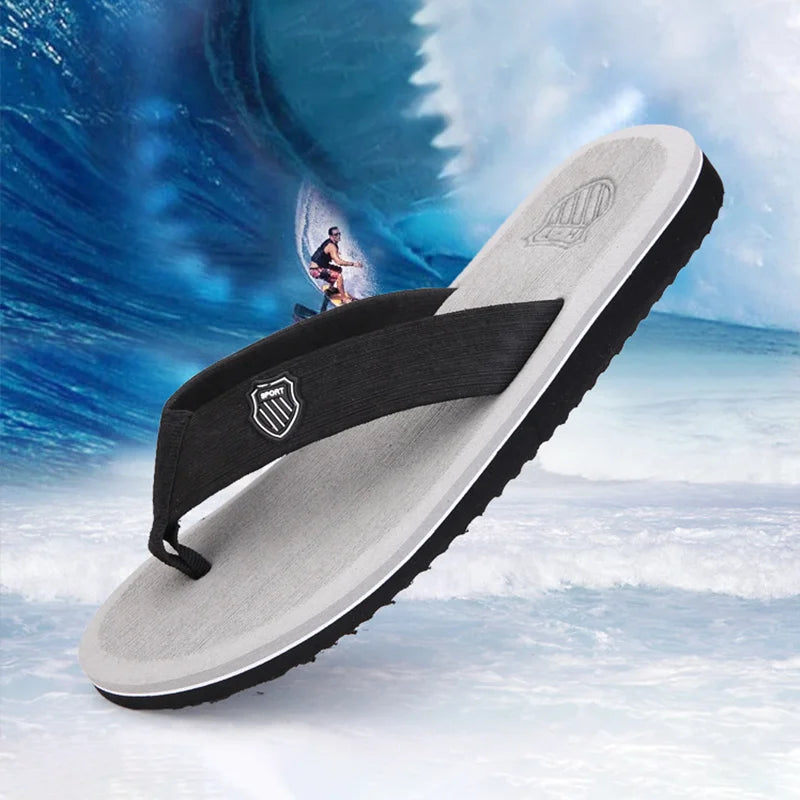 Men Flip Flops Beach Sandals Summer Slippers Non-Slip Casual Flat Shoes 2024 Slippers Indoor House Shoes For Men Outdoor Slides Qme
