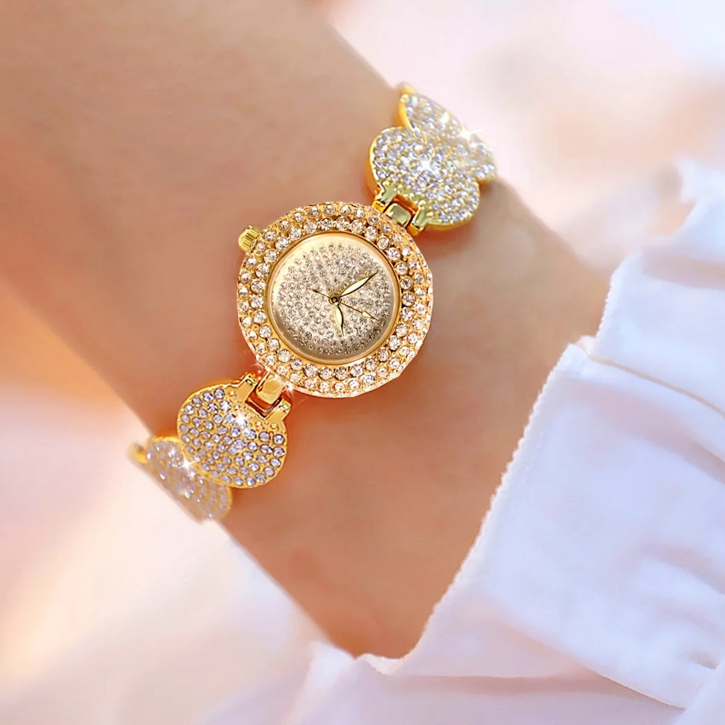 Women's Watch Luxury Rhinestone Quartz Bracelet Watch Sparkling Fashion Analog Party Dress Wrist Watch Qme