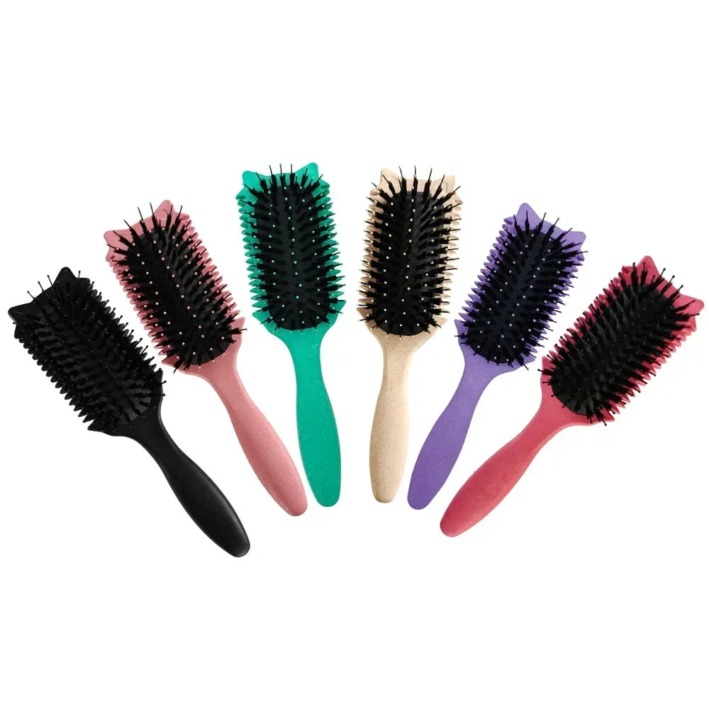 Boar Bristle Curl Defining Brush Detangling Shaping Styling Tool Qme