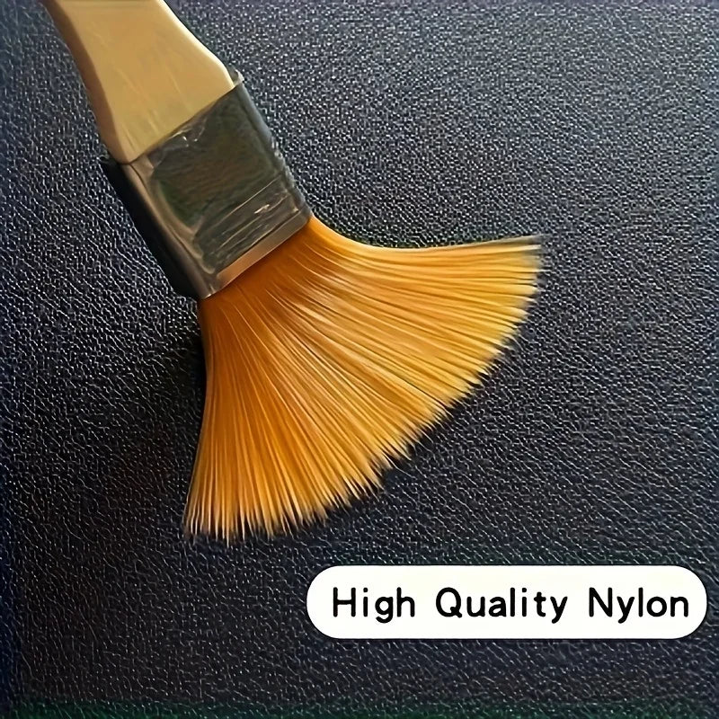 10Pcs Wooden Handle Nylon Bristle Paint Brush for Oil Painting, Dusting and Cleaning - Unrechargeable Hand Tool Set Without Batt Qme