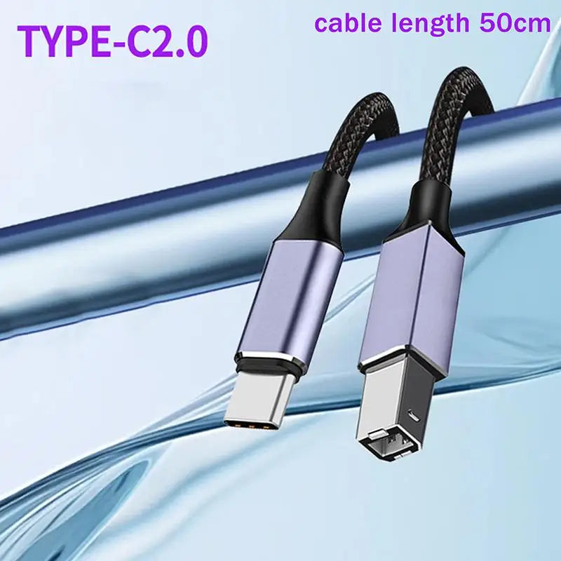 USB-C USB B 2 0 Printer Cable High-speed Braided Reliable Data Qme A1