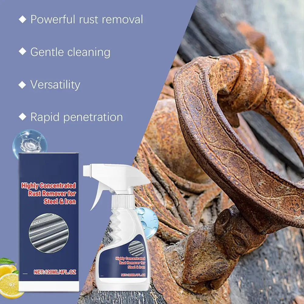 Car Rust Remover Spray for Wheel Rim Exhaust Pipe Metal Restoration Heavy Duty Rust Cleaner Anti-Rust Solution Qme