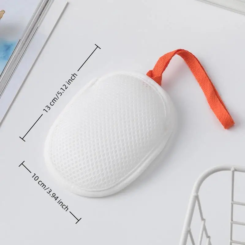 Bath Cleansing Foaming Net Double-Sided Square/Oval Soap Bag Body Exfoliating Scrubber Sponges Bathroom Mesh Soap Pocket Qme Oval White