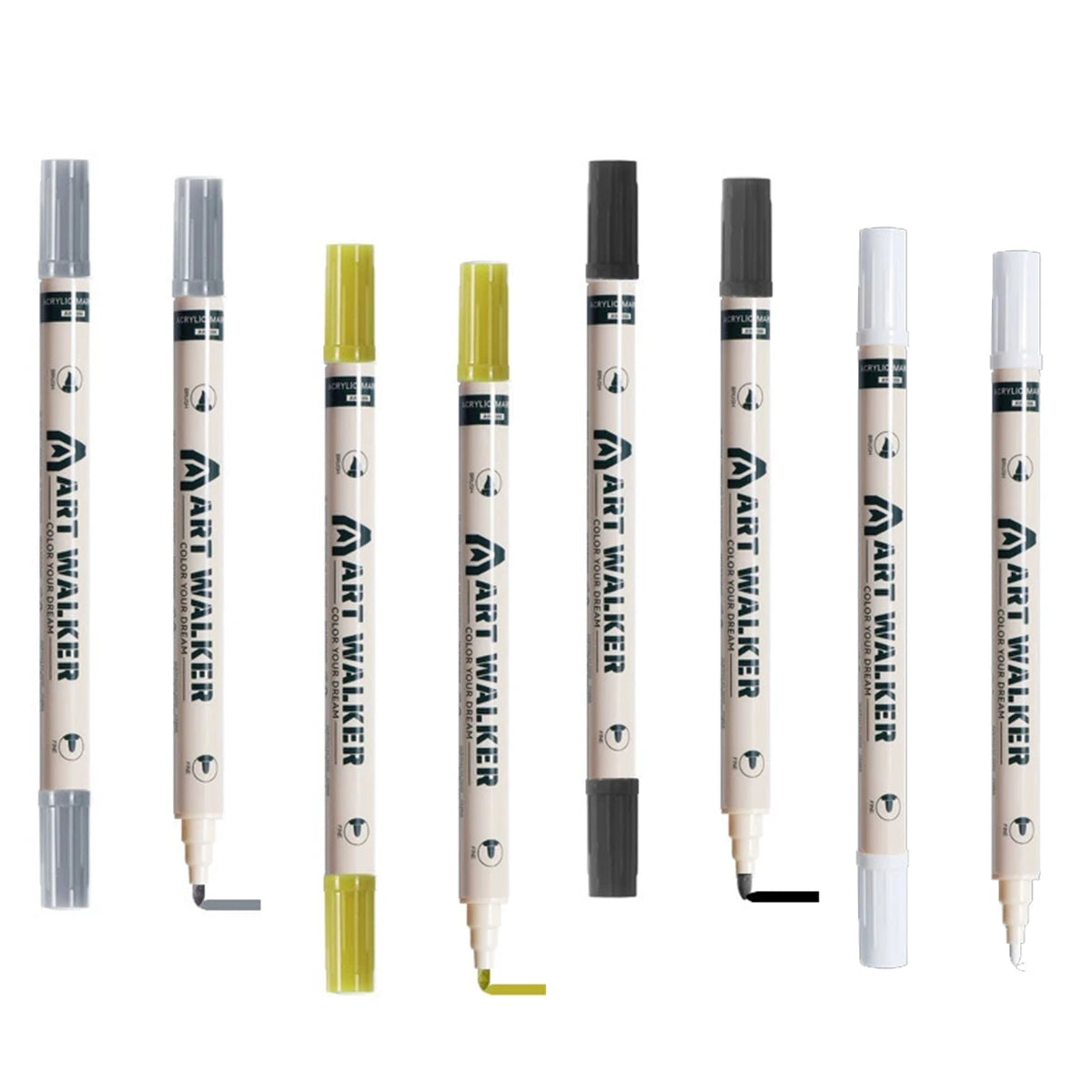 4Pcs Art Dual Tip Acrylic Black/White/Gold/Silver Paint Marker Pens, Suitable For Rock Painting,Glass, DIY Process Paint Set Qme