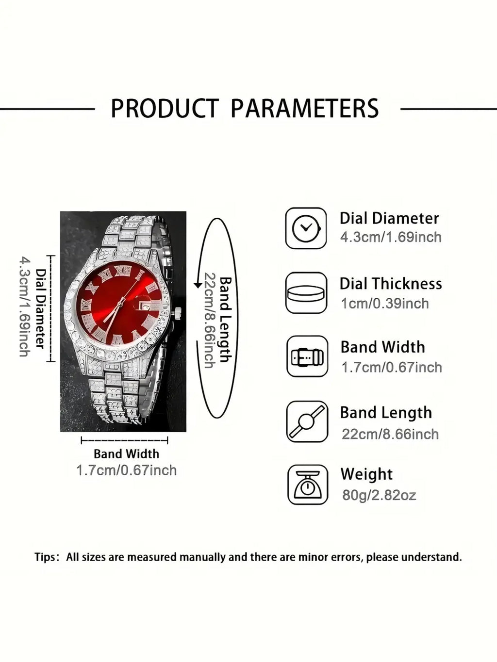 Trendy Silver Plated Full Diamond Women Quartz Watch Multipack Pink White Rhinestone Cuban Bracelet Cross Necklace Street Jewelr Qme