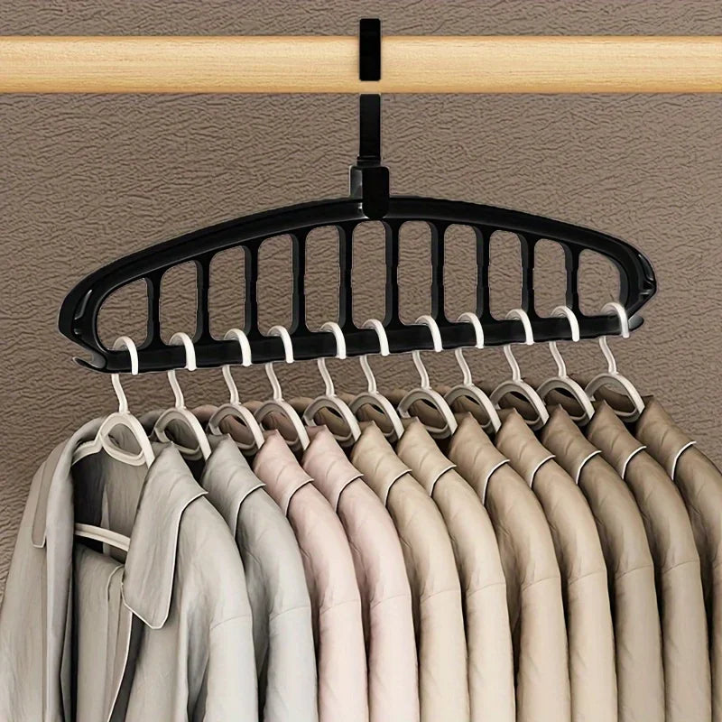 1pc Multi-hole Plastic Hangers, Foldable Heavy Duty Clothes Hanger, Household Space Saving Organizer For Bedroom, Closet Qme