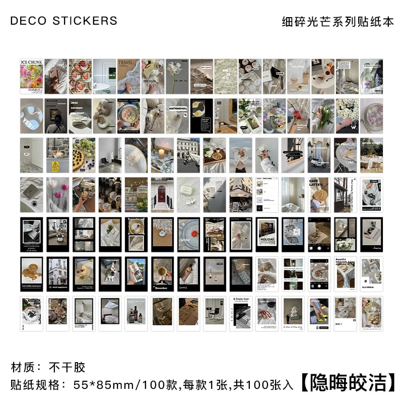 100pcs large size Ins Landscape Stickers Aesthetics Photographic pictures Deco scrapbooking Korea Stationery Supplies Sticker Qme 4