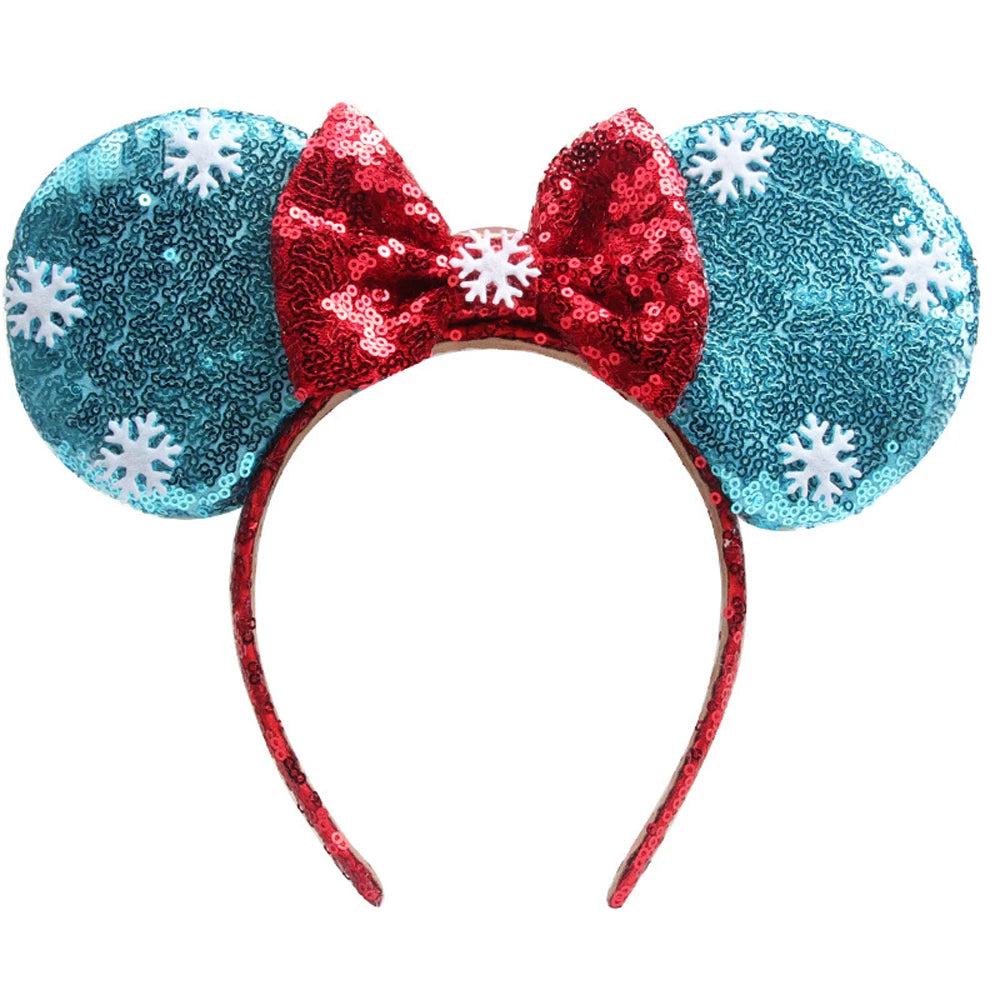 Frozen Mouse Ears Headband For Women 5''Polka Sequin Bow Hairband Halloween Christmas Festival Party Travel DIY Hair Accessory Qme Headband 8