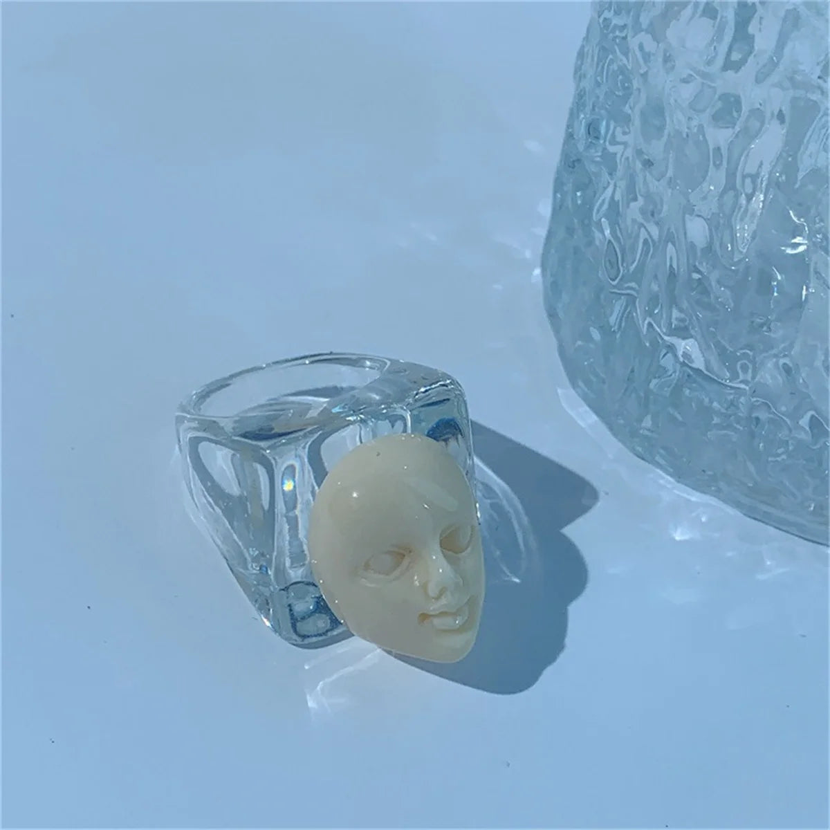 Punk Fun Face Ring Aesthetic 3D Resin Ring Art Women Jewelry Gift Girls Hip Hop Women Men Birthday Gothic Halloween Rings Women Qme 2 Size 7