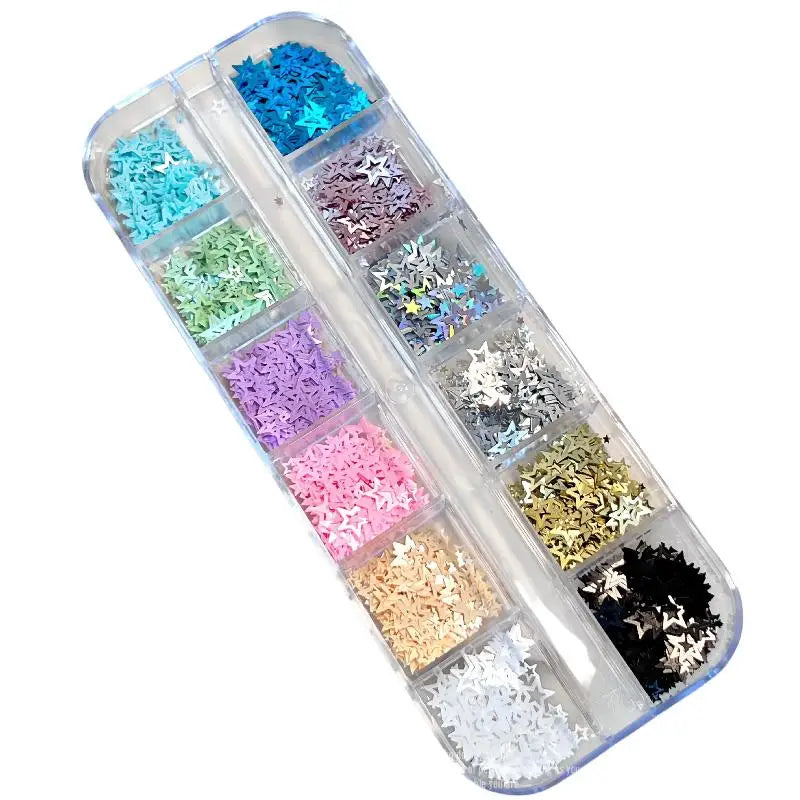 Star Nail Glitter Sequins Mixed Laser Holographic Shiny Decor Kids Qme