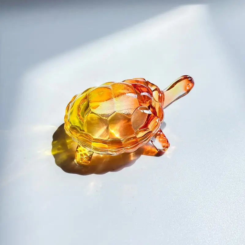Glass Simulation Small Turtle Ornaments Glass Golden Turtle Home Fish Tank Landscaping Auspicious Decorations Qme A11