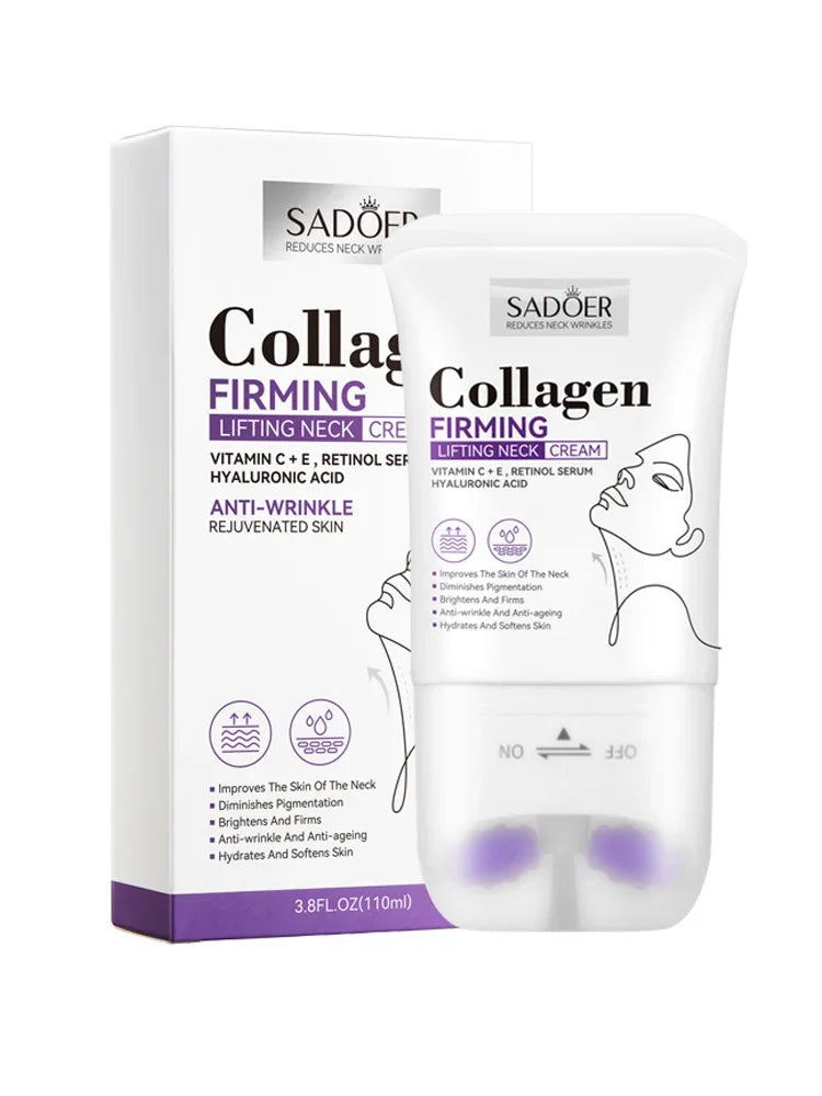 SADOER Collagen Firming Neck Cream Lifting Moisturizing Brightening Message Roller Neck Beauty Cream Necks Skin Care Products Qme