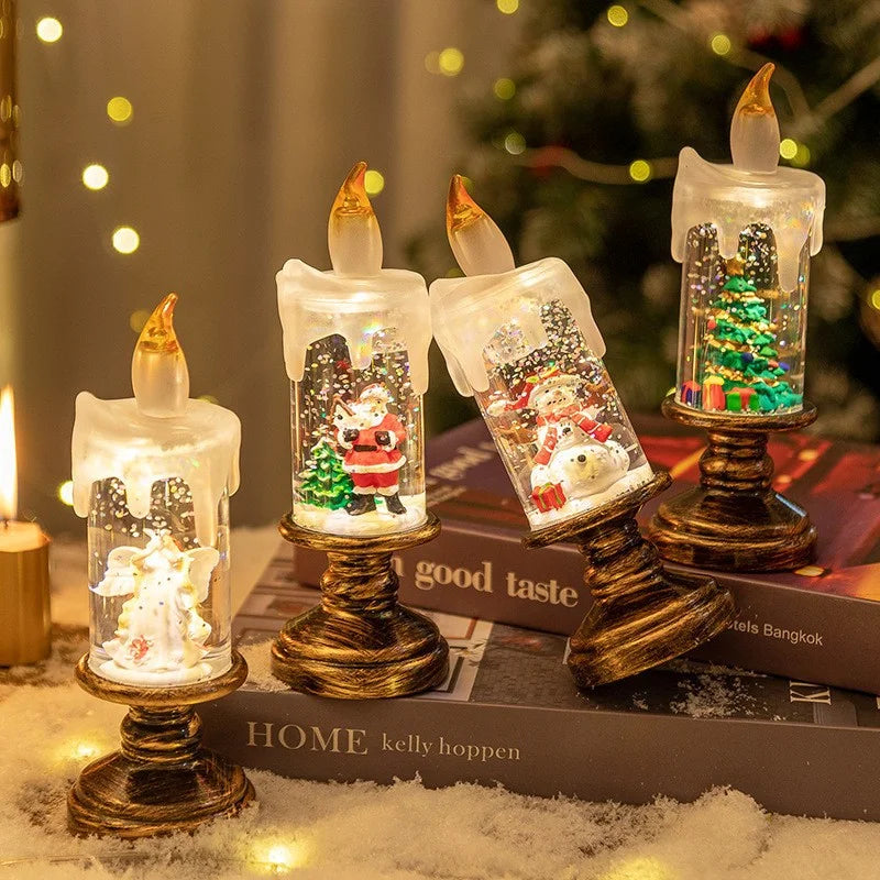 Christmas Snow Globe Lamp Cartoon Candle Light Creative Crystal Ball Qme