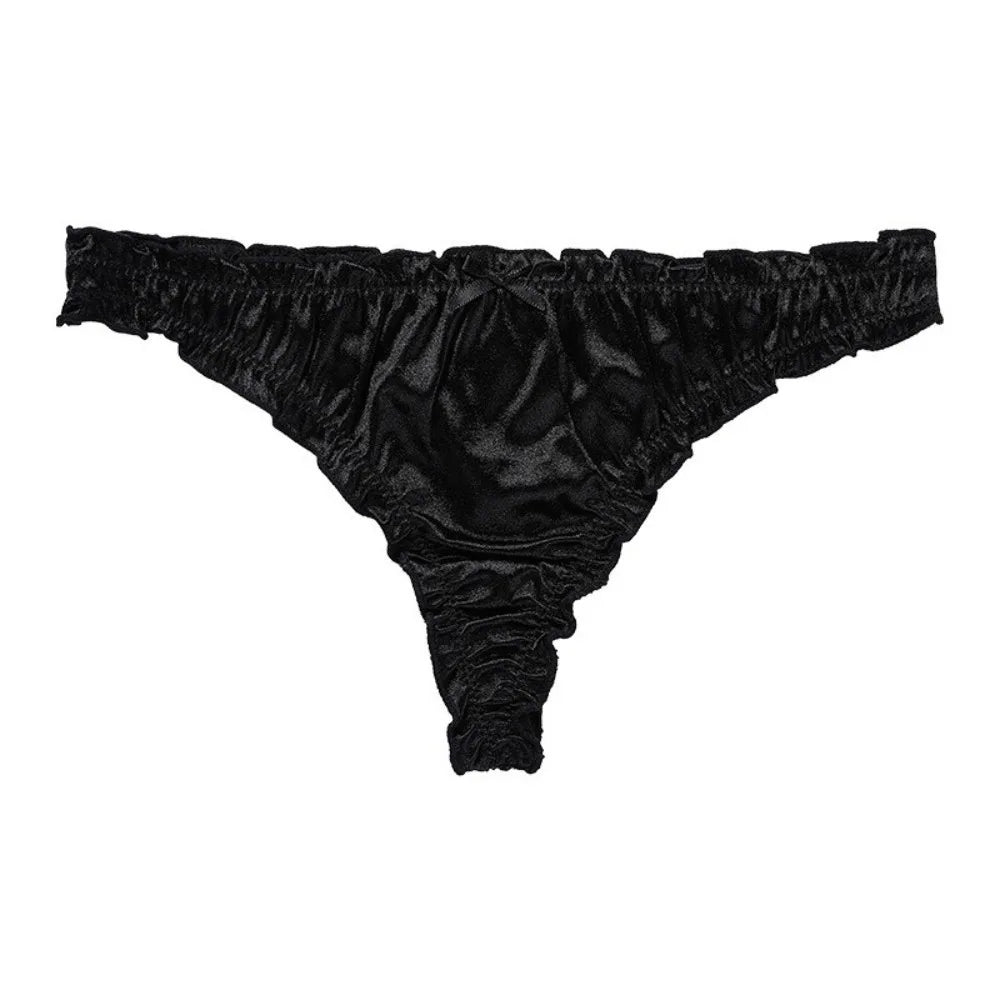 Breathable Sweet Ruffle Women's Panties Lingerie Luxury Underwear Low Qme Black S 1pc