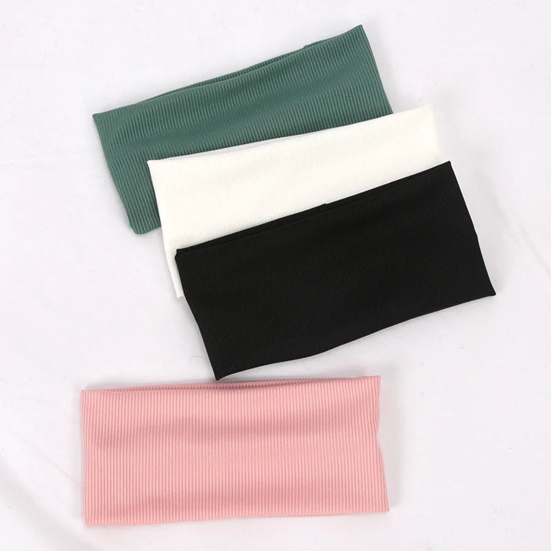 Women Elastic Solid Sports Headbands Running Fitness Yoga Hairbands Qme