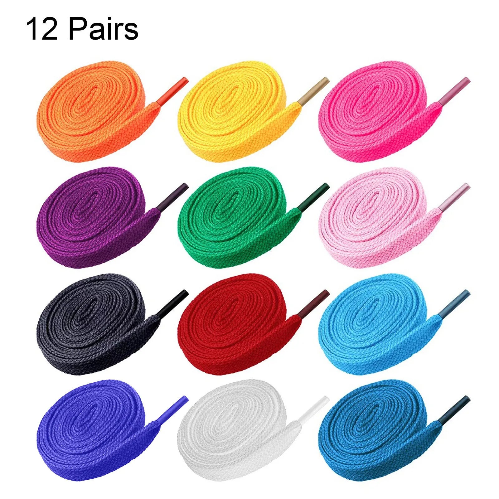 12pcs Random Color Replacement Flat Shoelaces for Sneakers High-top Canvas No Elasticity Shoestrings Shoe Accessories Qme Multicolor