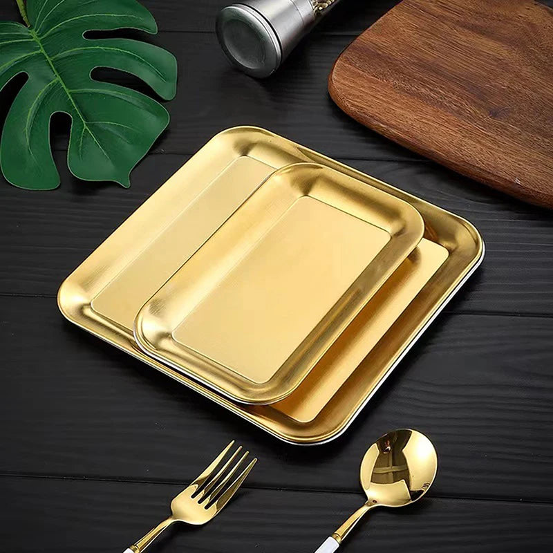 Cafe Restaurant Bathroom Tray Luxury Square Stainless Steel Serving Qme