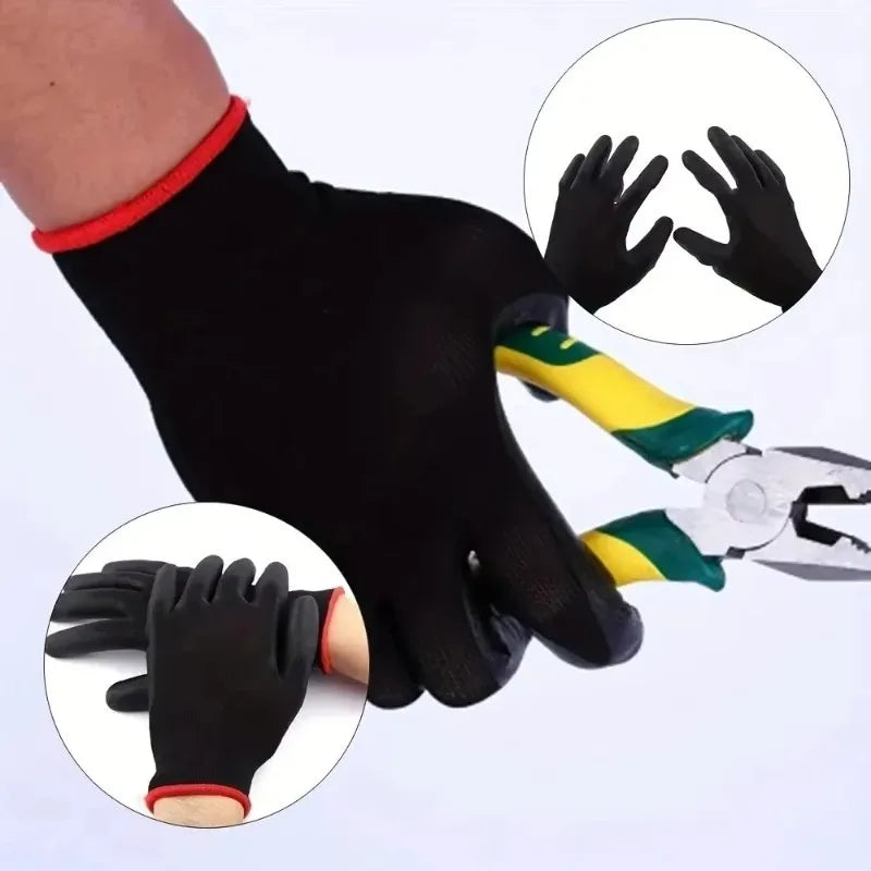 24PCS Black Large Size Thin Close-Fitting Elastic Breathable Anti-Wear 13G Nylon Work Glove Liner for Packaging Work Qme