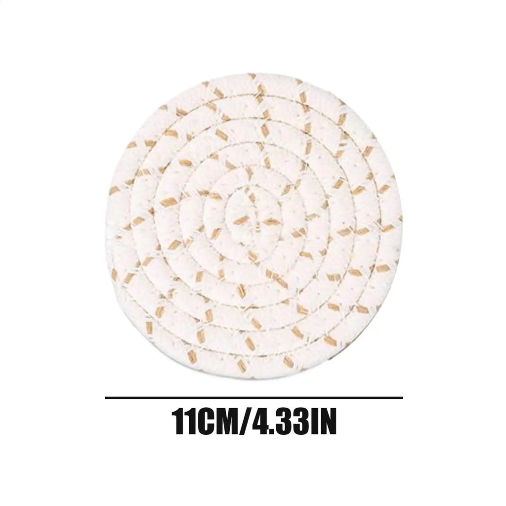 Absorbent Coasters 8 Pieces Absorbent Cup Mat With Holder 4.3 Inch Heat-Resistant Cotton Rope Desk Coaster For Table Home Coffee Qme