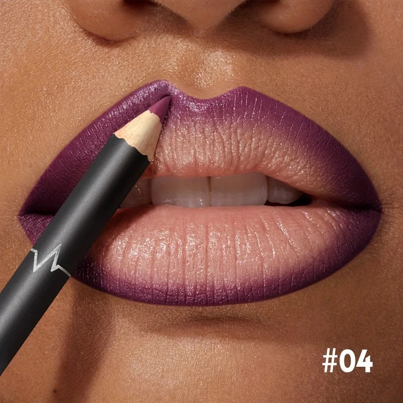 Waterproof Matte Lipliner Pencil Red Contour Tint Lipstick Long Qme 04