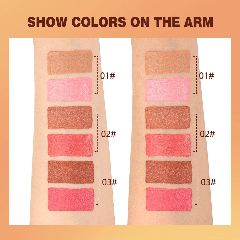 QIBEST Double Ended Contouring Blush Cream 2 In 1 Multiuse Makeup Stick Face Blusher For Lip Eyes Long Lasting Matte Bronzer Qme