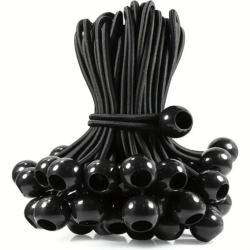 25pcs Heavy Duty Ball Bungee Cords - Perfect For Shelter, Gazebo, Camping, Tent, Cargo, Yard & More! Qme
