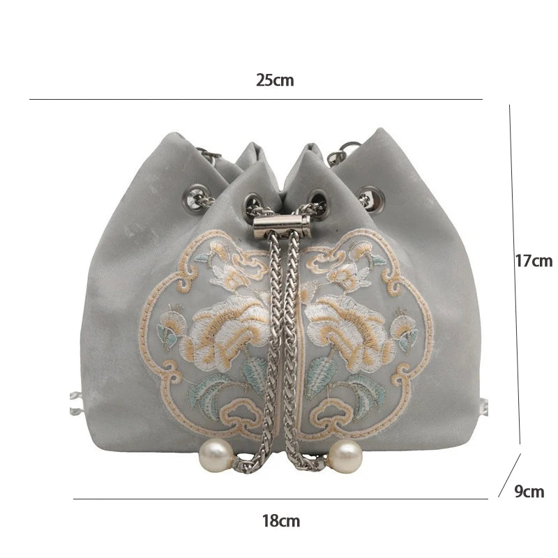Chinese Style Fine Embroidery Ladies Handbags Fashion Shoulder Bag Daily Party Tote Handbag For Women Qme