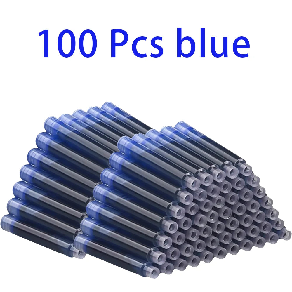 36-100Pcs/Set Colourful Ink Sac Set Refills Black Blue Red 3.4mm High Quality Refill for Smooth Writing School Office Supplies Qme 100 Pcs blue