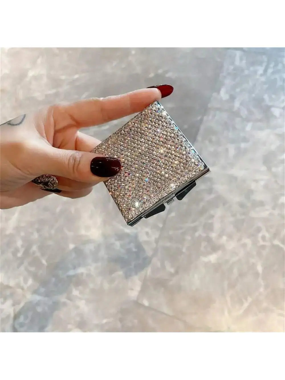 1pcLuxury Makeup Mirror Mini Portable Folding High-definition Qme