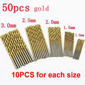 50/100pc/set Titanium Coated Drill Bit High Speed Steel Hole Opener Woodworking Metal Plastic Tools Electric Drill Qme 50pcs Gold