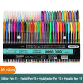 12-60Pcs Metallic Glitter Colors Gel Pens & Pen Refills For School Office Adult Coloring Book Journals Drawing Art Markers Qme 60 Colors Pen