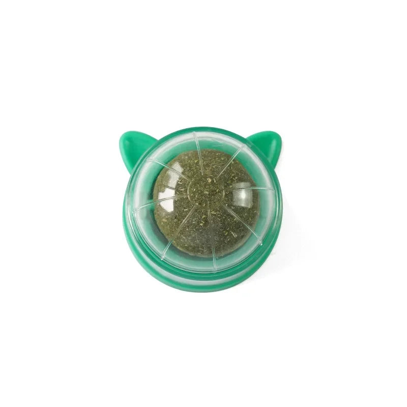 Rotating Catnip Ball Cat Shaped Pet Grinding Toy Interactive Licking Cats Scratch Ready To Eat Toy Ball Pet Supplies Wholesale Qme Green